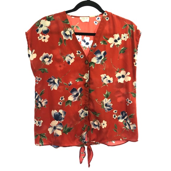 Sienna Sky floral front tie shirt small - Picture 1 of 5